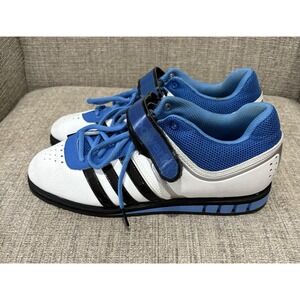 Men's Adidas Powerlift 2.0 Weight Lifting Shoes White/Black/Blue Sz 8.5